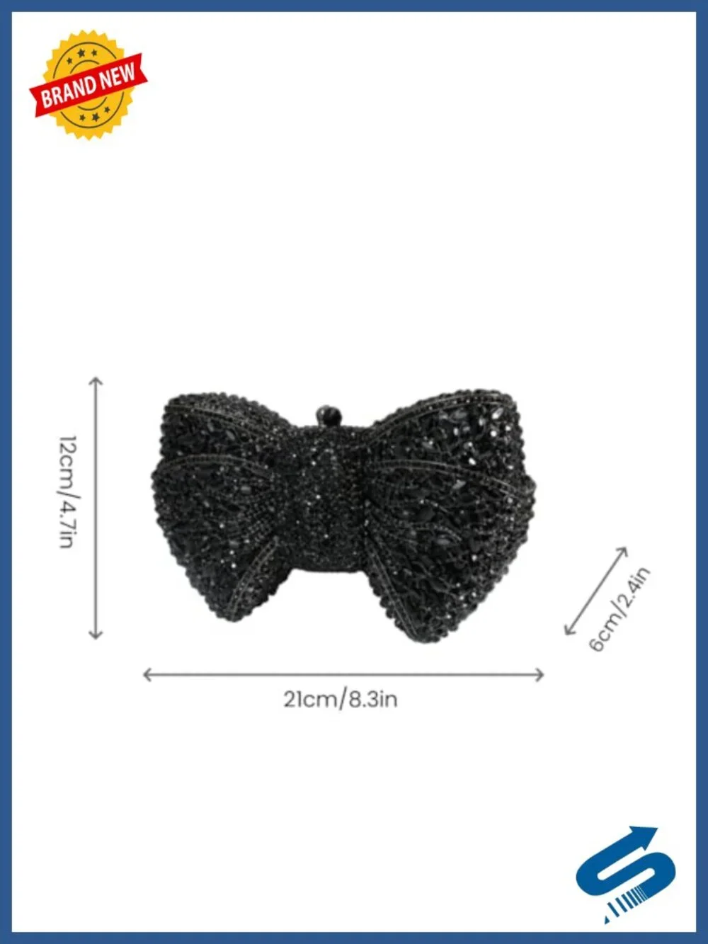 Rhinestones Bowknot Evening Clutch Faux Leather Chain Crossbody Bag Wedding